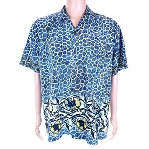 Ocean Current Original Vintage Hawaiian Floral Men Shirt L